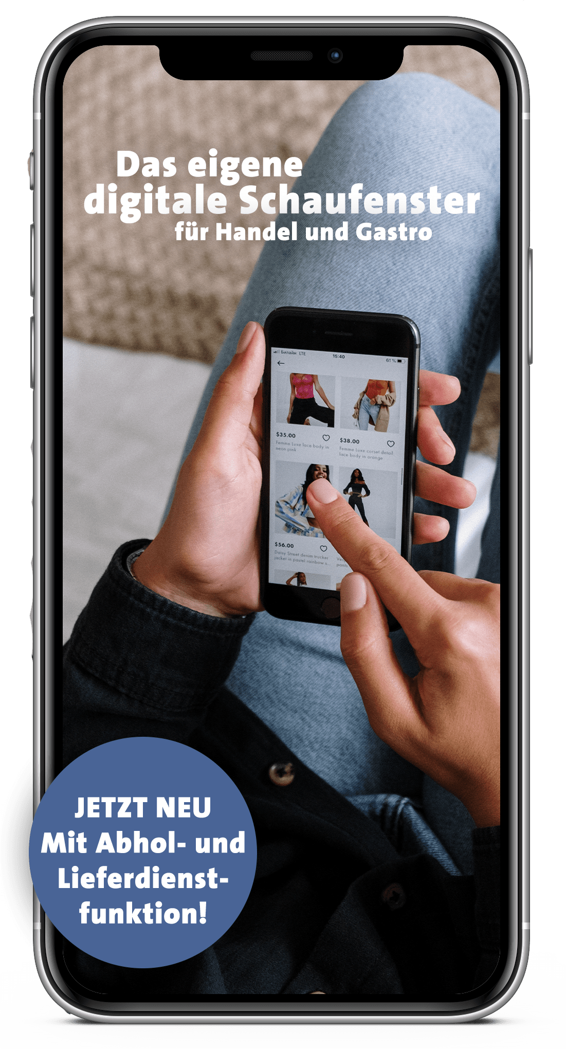 Screenshot einer Geschäftsseite in der mobilen Ansicht